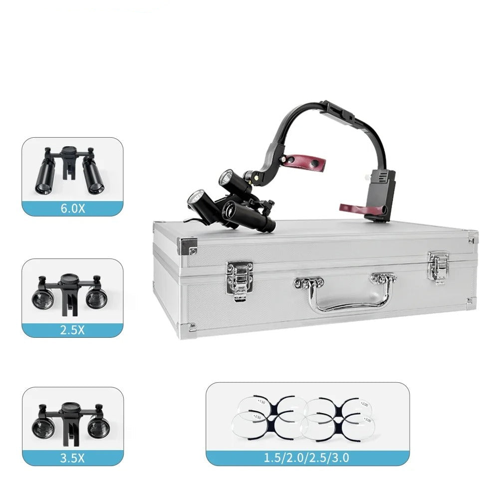 Dental Loupes with Dual LED Headlight (2.5X / 3.5X / 6.0X)